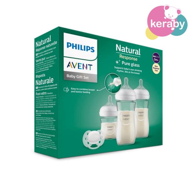 Coffret biberon Philips Avent Natural 260ml + 2 sucettes + attache-suc –  keraby